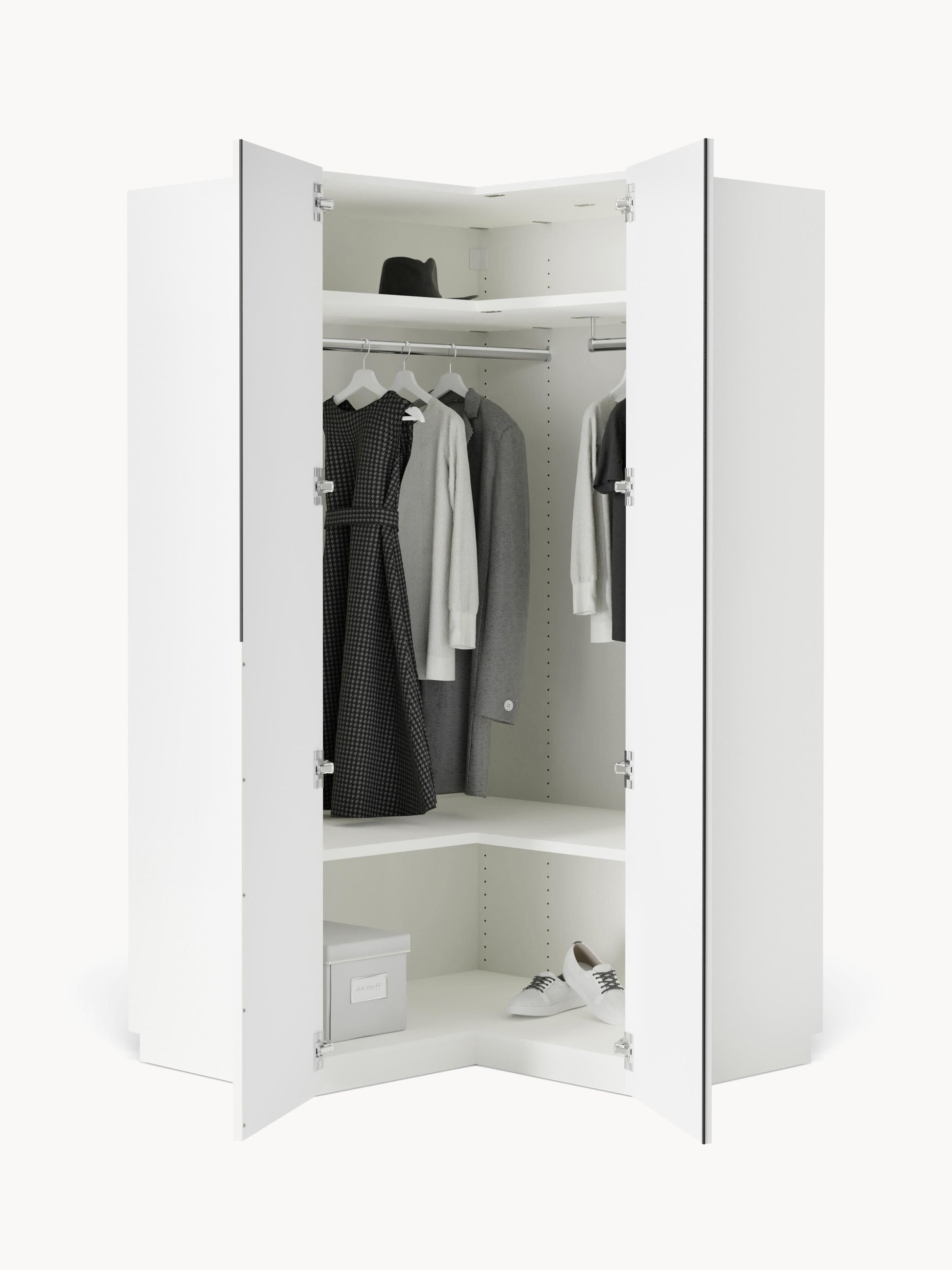 Leomvara Modular Corner Wardrobe, 115 cm Wide, in Various Sizes