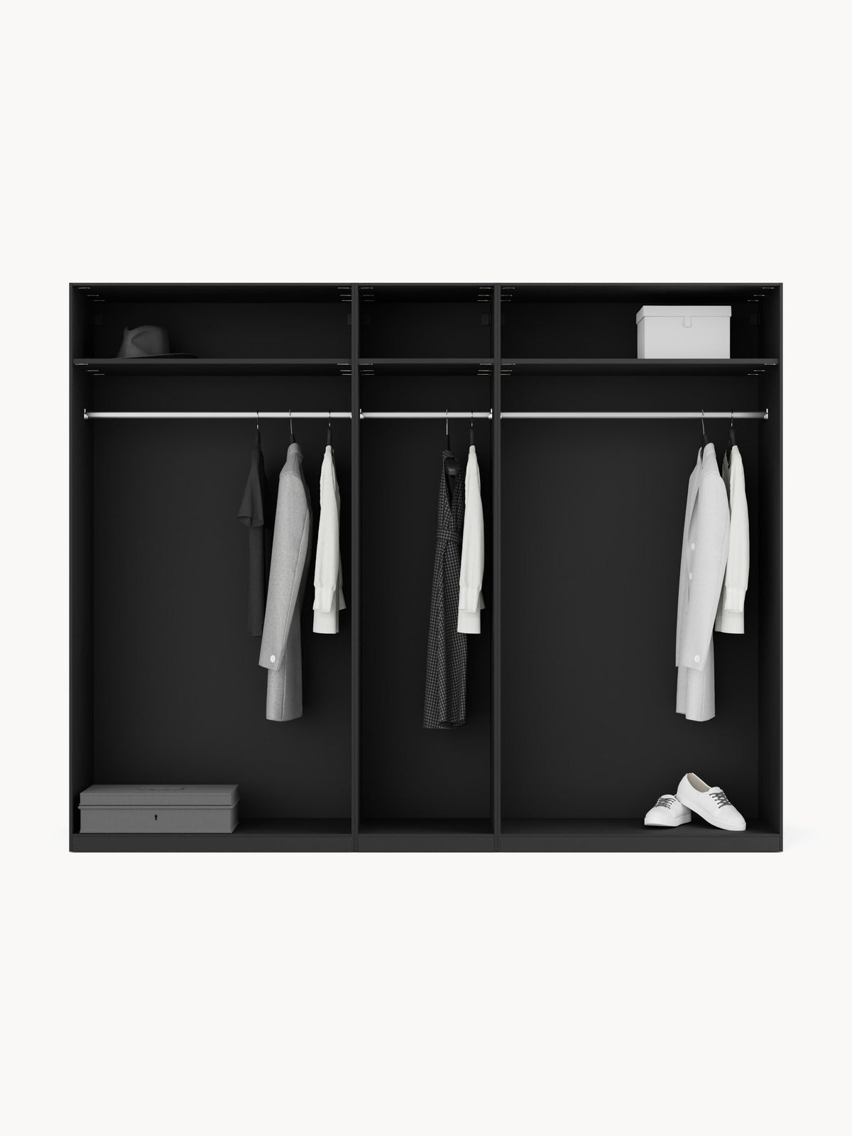 Leomvara Modular Hinged-Door Wardrobe, 250 cm Wide, in Various Sizes