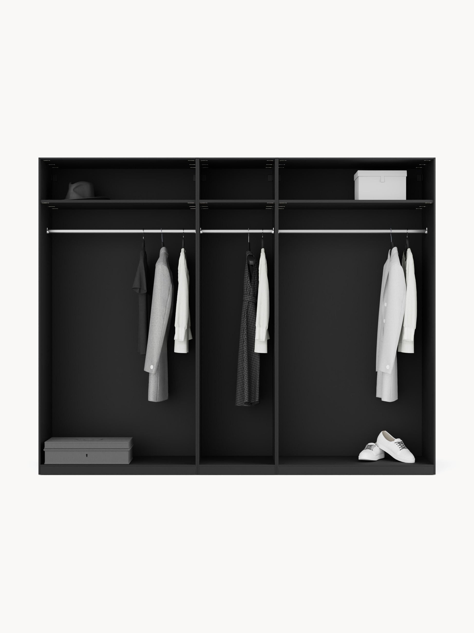 Leomvara Modular Hinged-Door Wardrobe, 250 cm Wide, in Various Sizes