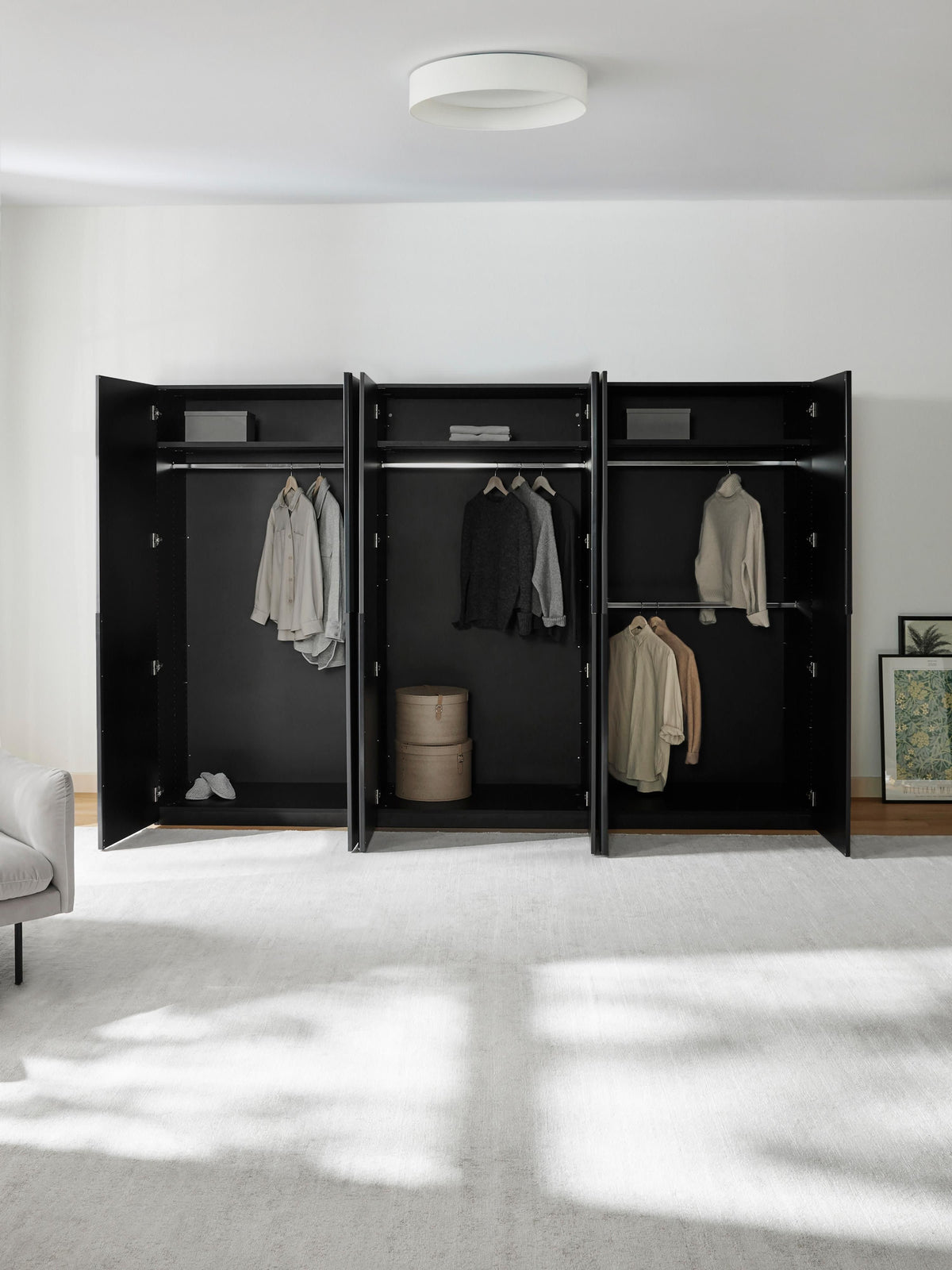 Leomvara Modular Hinged-Door Wardrobe, 300 cm Wide, in Various Sizes