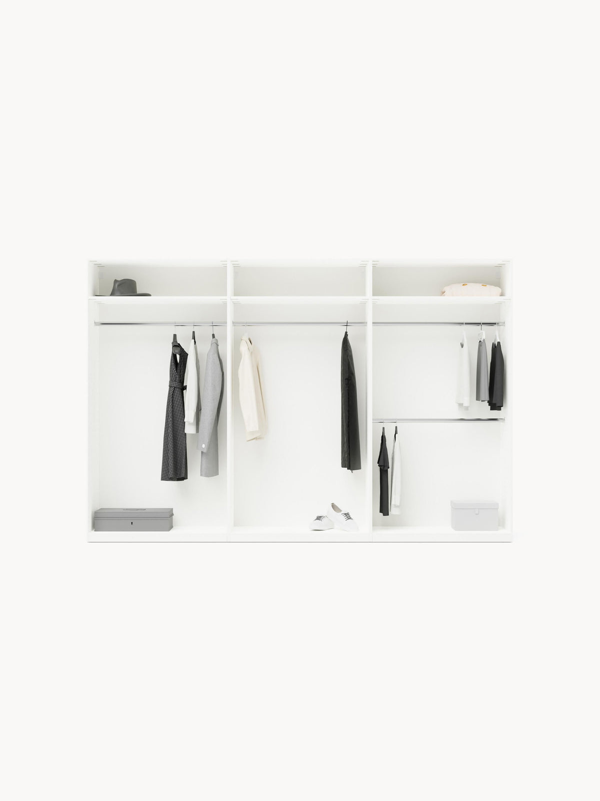 Leomvara Modular Hinged-Door Wardrobe, 300 cm Wide, in Various Sizes