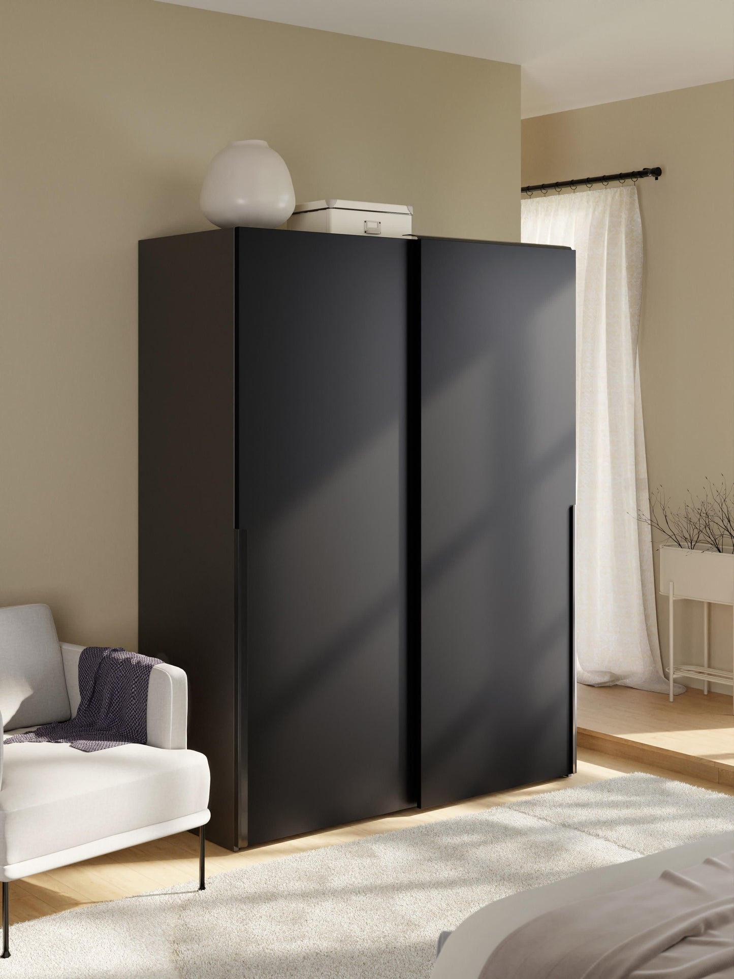 Leomvara Modular Sliding-Door Wardrobe, 150 cm Wide, in Various Sizes