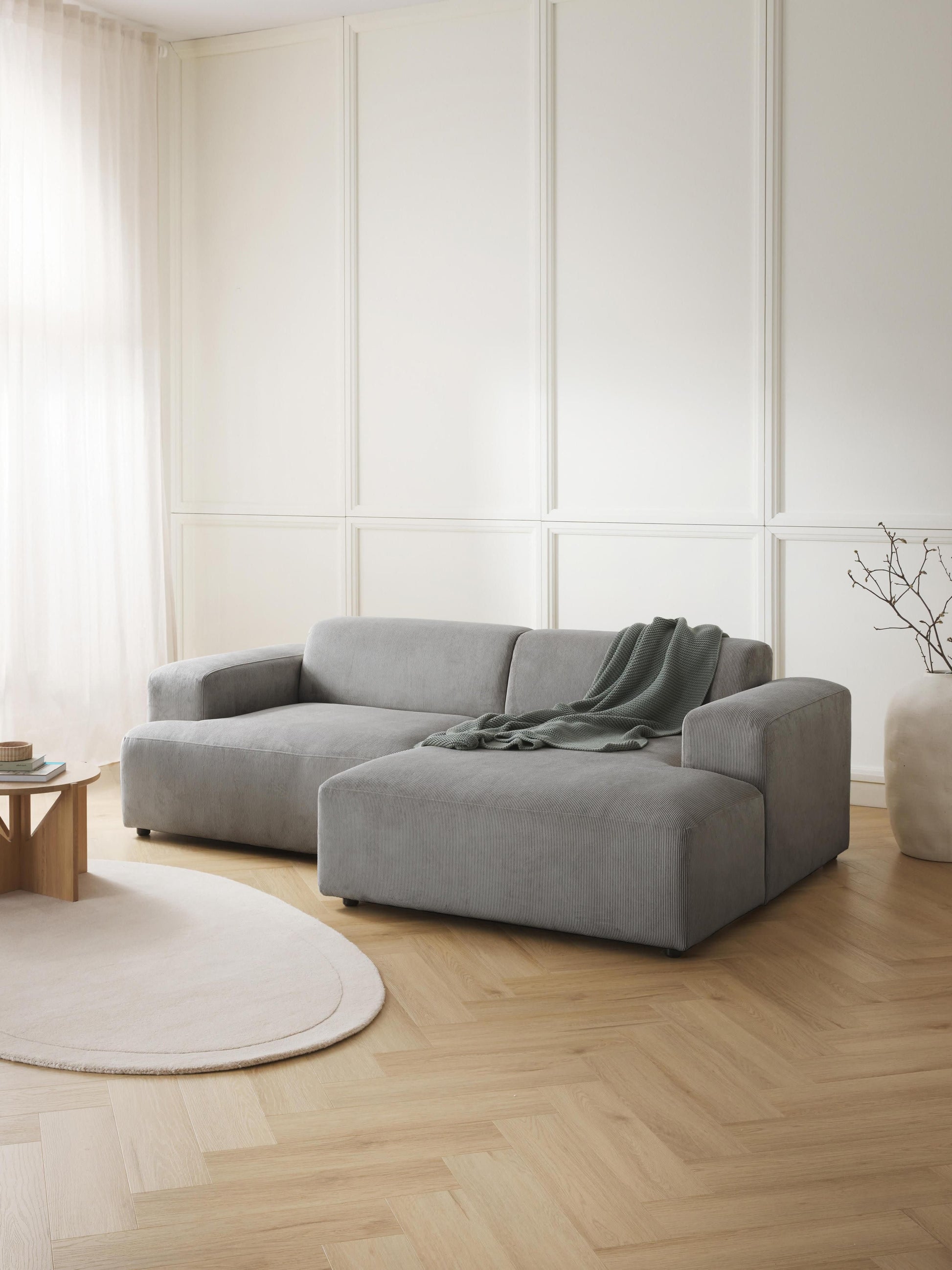 Melvaine Corner Sofa in Corduroy, 3-Seater