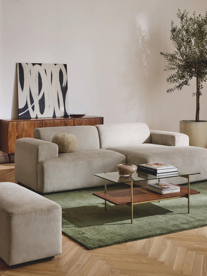Melvaine Corner Sofa in Corduroy, 3-Seater