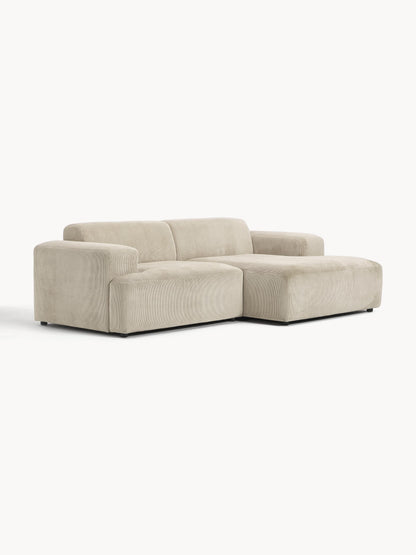 Melvaine Corner Sofa in Corduroy, 3-Seater