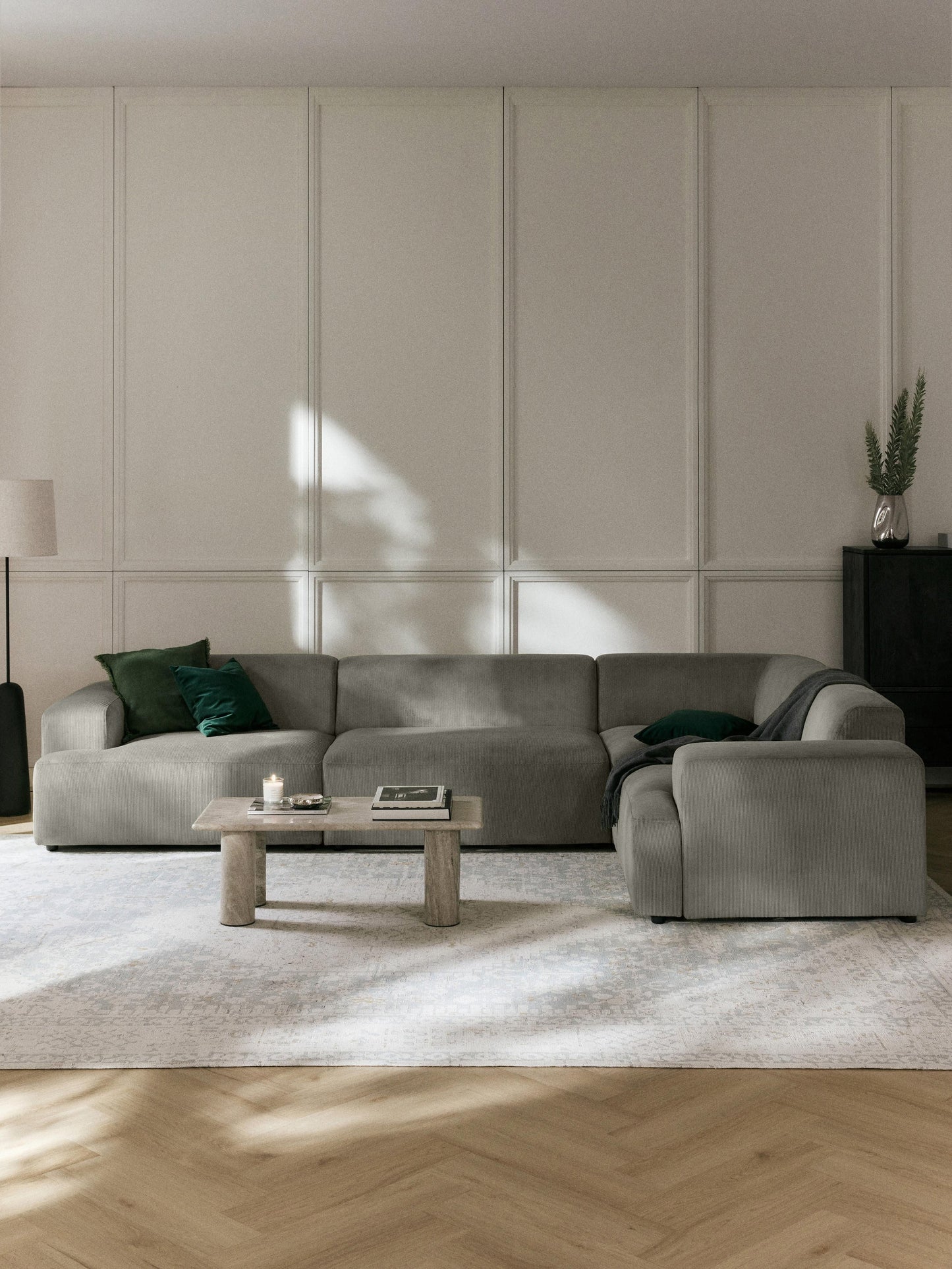 Melvaine Large Corner Sofa in Corduroy (4-Seater)