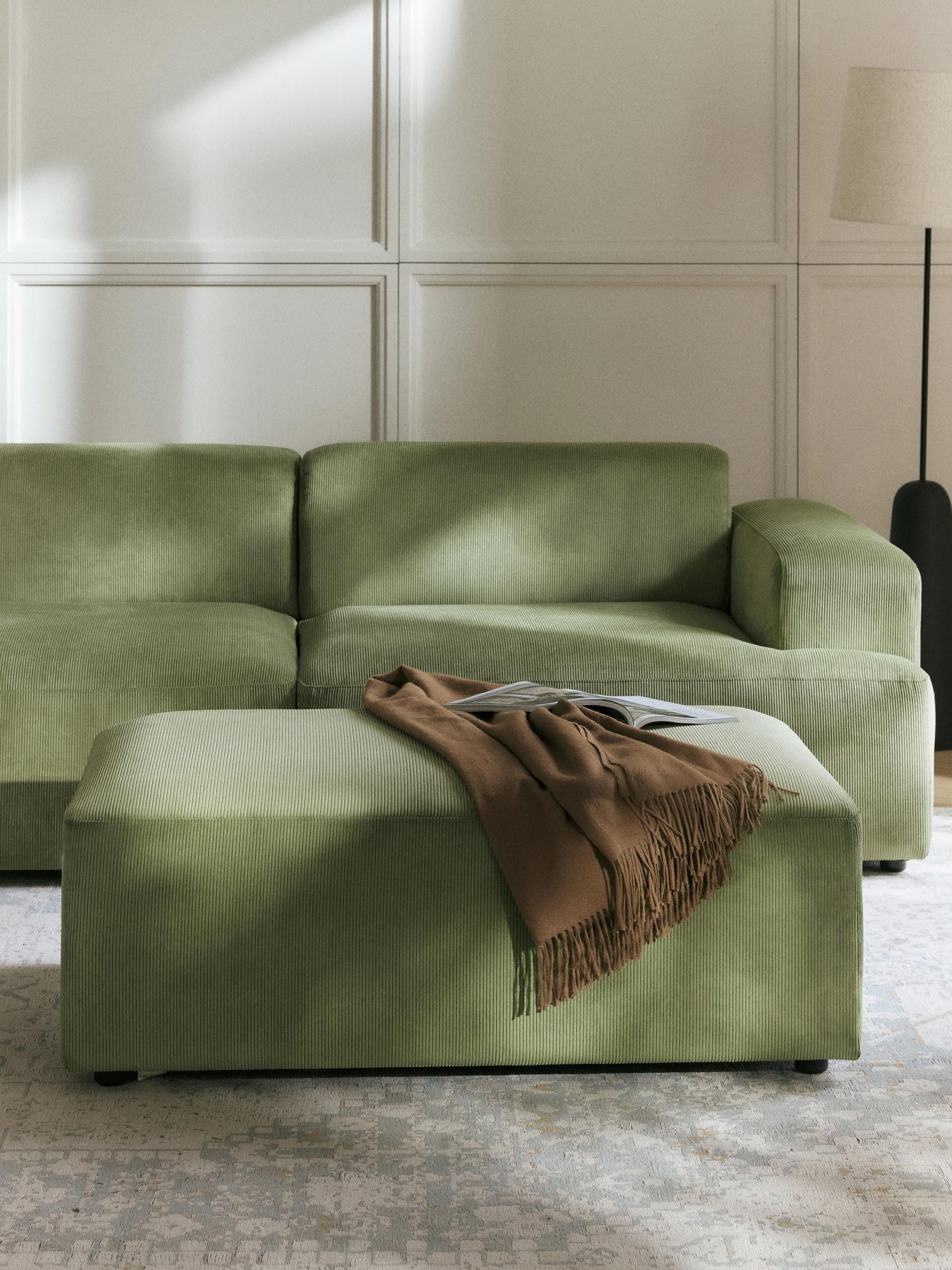 Melvaine XL Ottoman in Corduroy, W 116 x D 72 cm