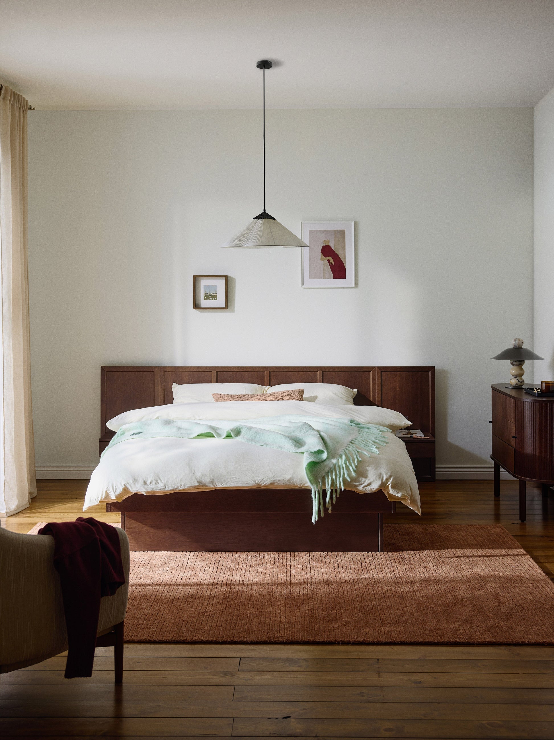 Nantoral Wooden Bed with Bedside Tables and Headboard