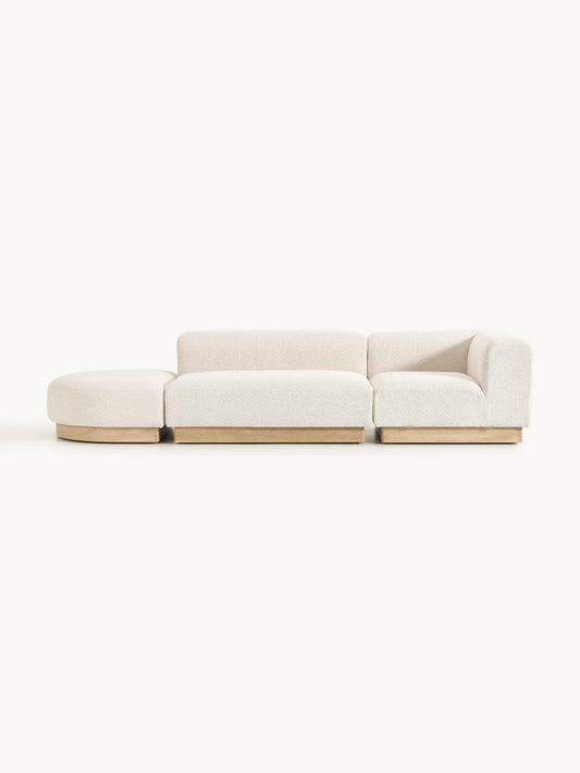 Natlivon Modular Ottoman in Teddy Bouclé with Stool (Left/Right)