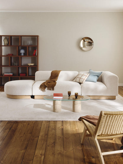Natlivon Modular Ottoman in Teddy Bouclé with Stool (Left/Right)