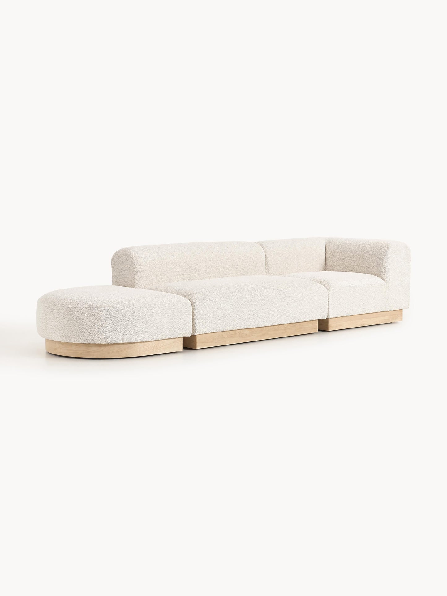 Natlivon Modular Ottoman in Teddy Bouclé with Stool (Left/Right)