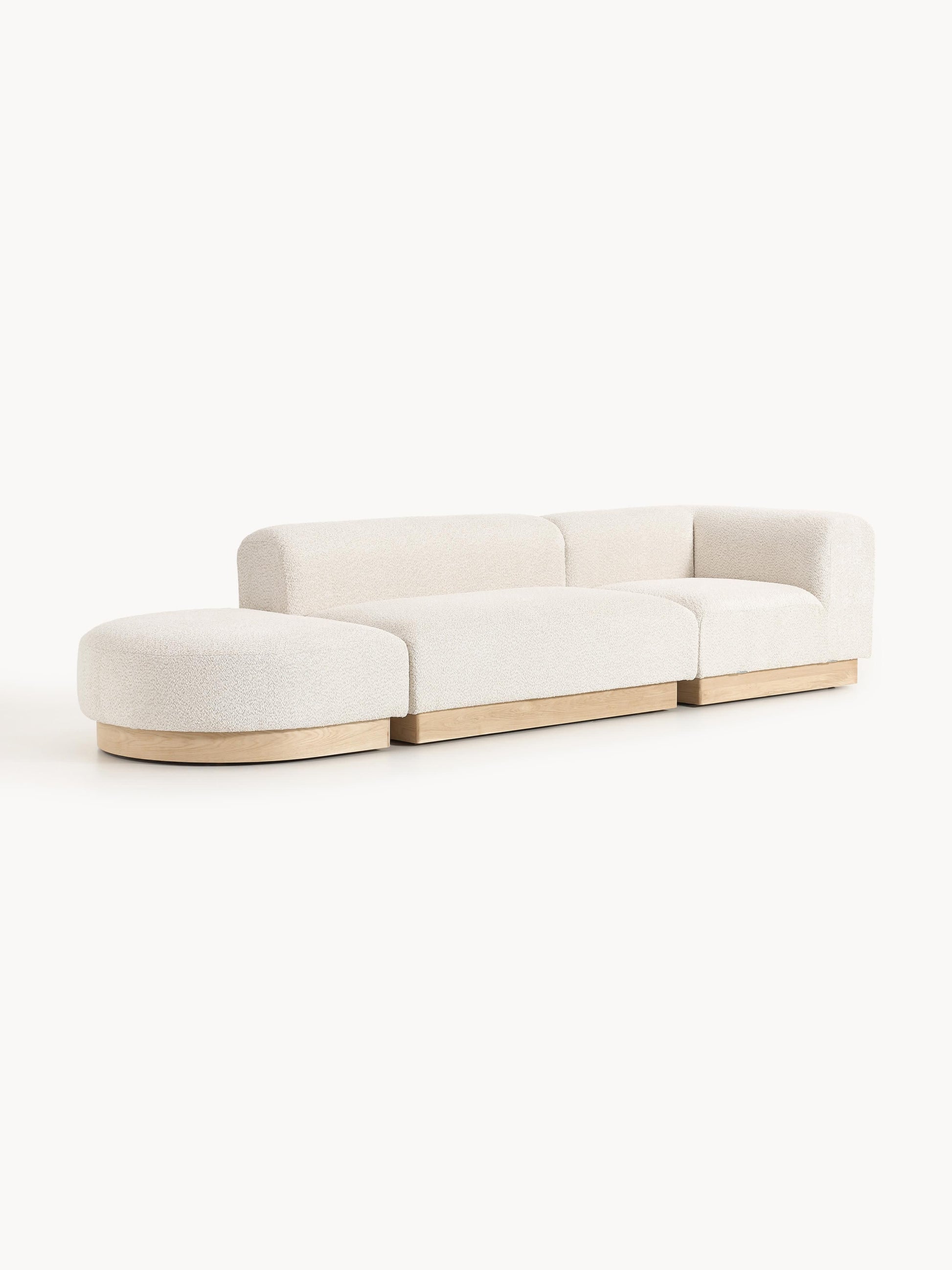 Natlivon Modular Ottoman in Teddy Bouclé with Stool (Left/Right)