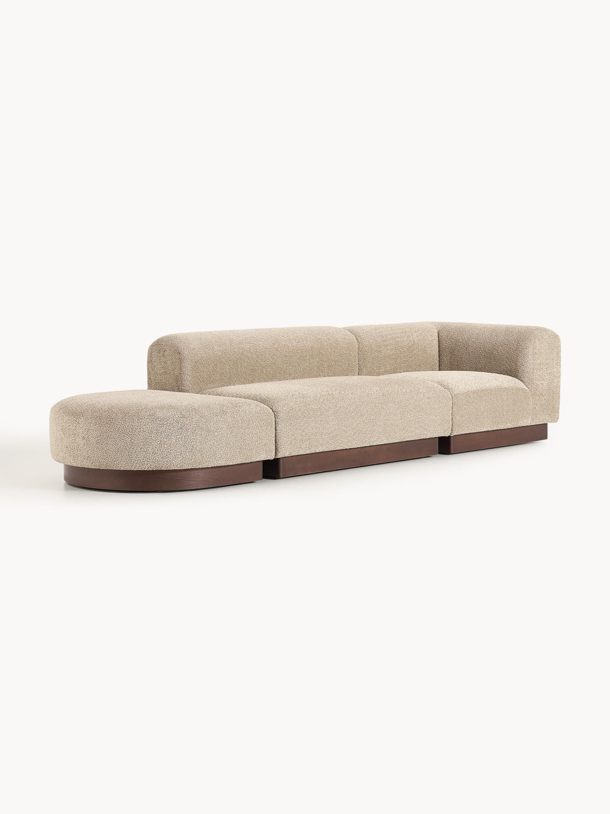 Natlivon Modular Ottoman in Teddy Bouclé with Stool (Left/Right)