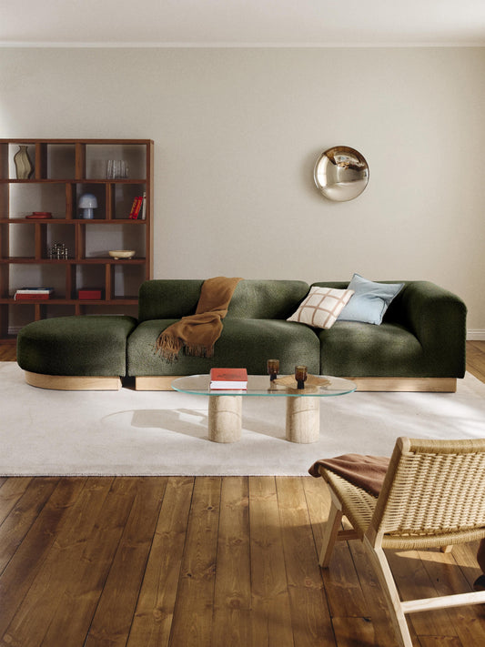 Natlivon Modular Ottoman in Teddy Bouclé with Stool (Left/Right)