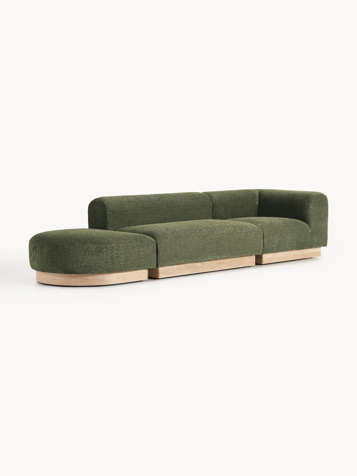 Natlivon Modular Ottoman in Teddy Bouclé with Stool (Left/Right)