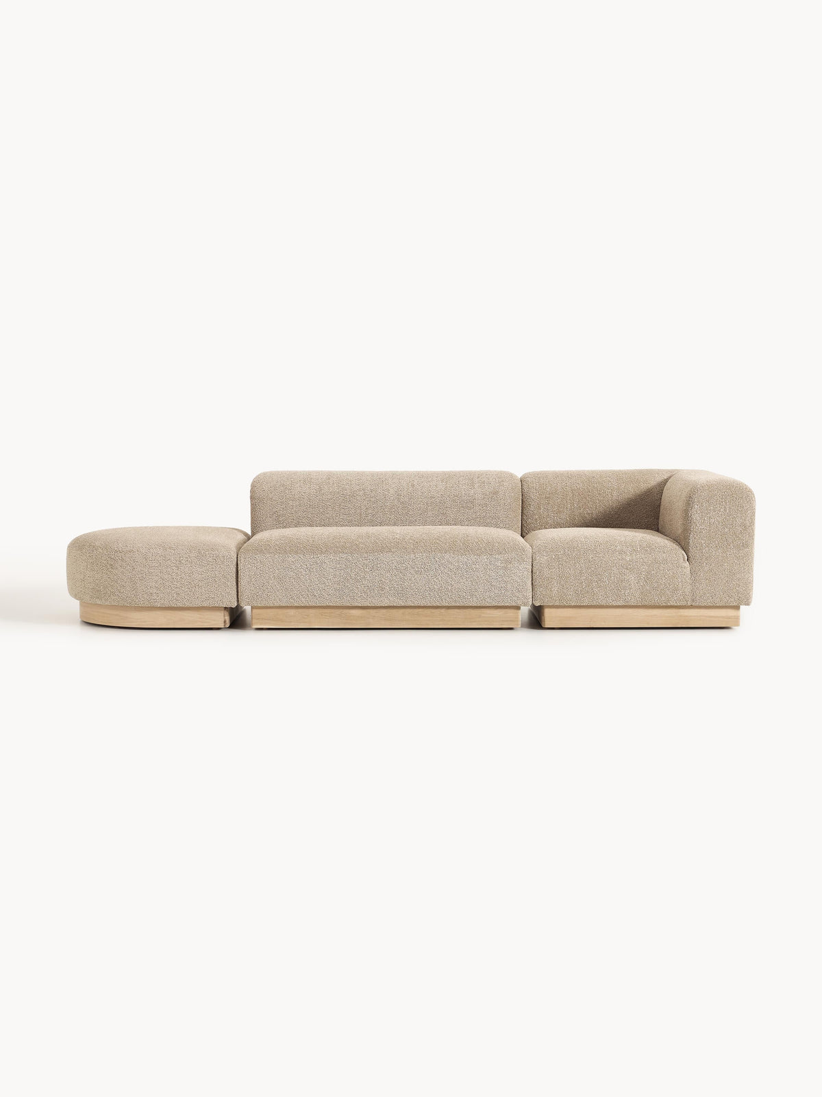 Natlivon Modular Ottoman in Teddy Bouclé with Stool (Left/Right)
