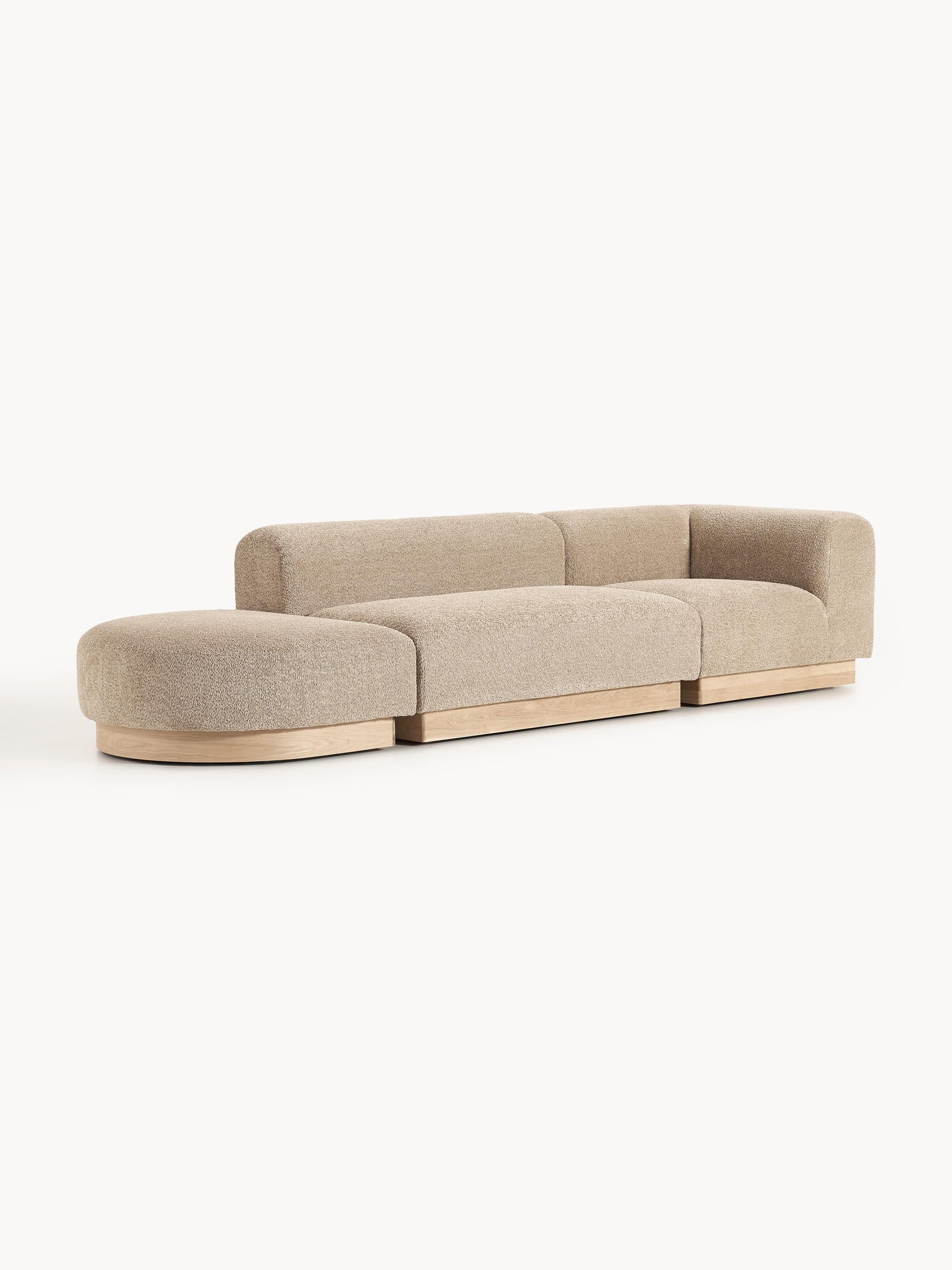 Natlivon Modular Ottoman in Teddy Bouclé with Stool (Left/Right)