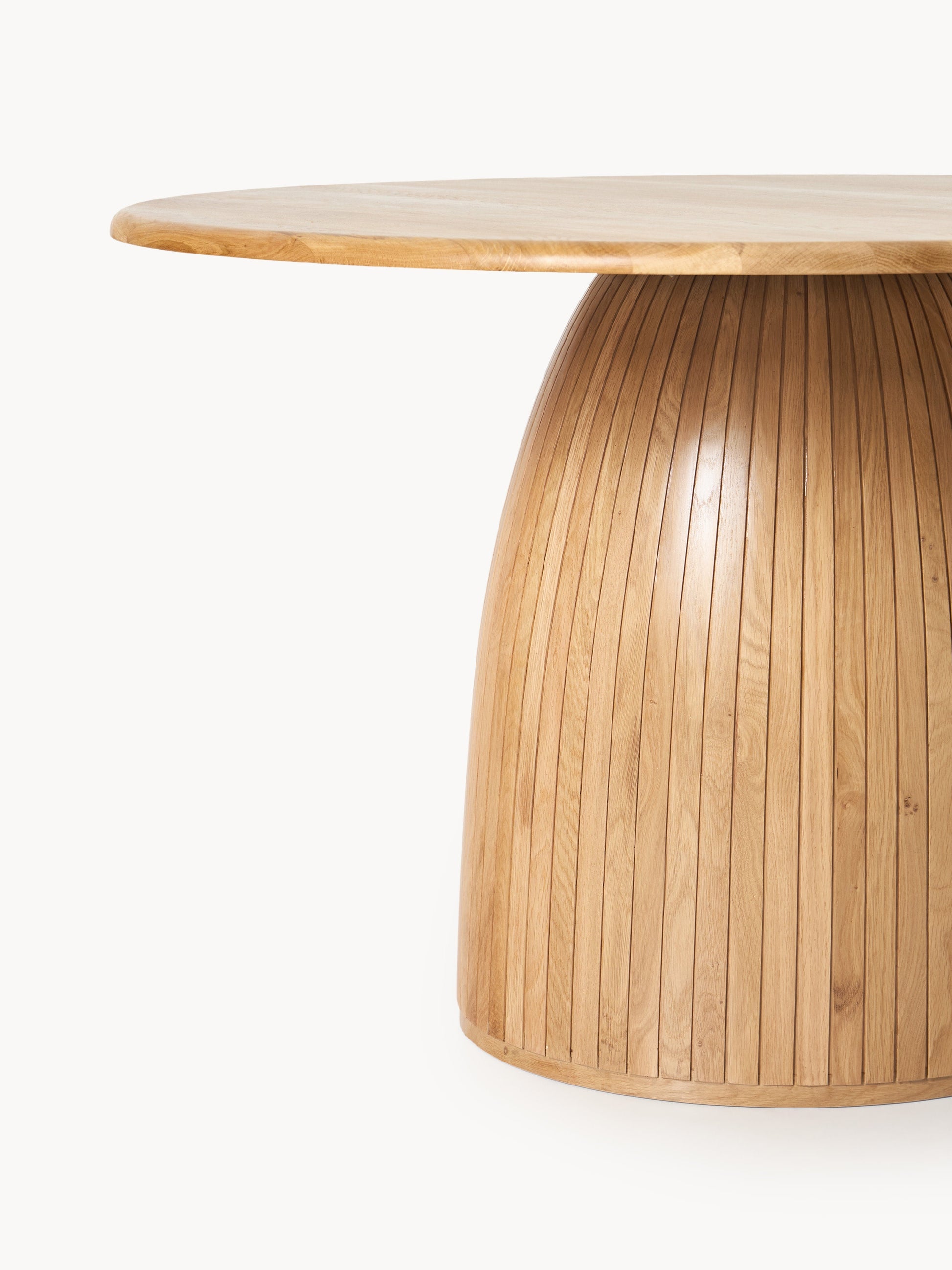 Nelvaise Round Dining Table with Fluted Texture, in Various Sizes