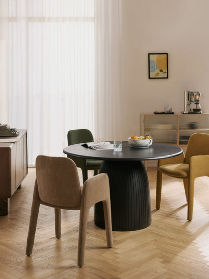 Nelvaise Round Dining Table with Fluted Texture, in Various Sizes