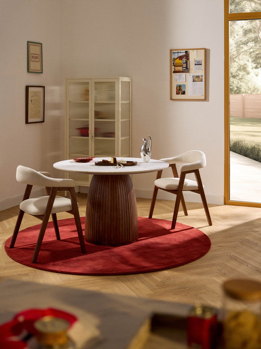 Nelvaise Round Dining Table with Marble Tabletop, Ø 115 cm