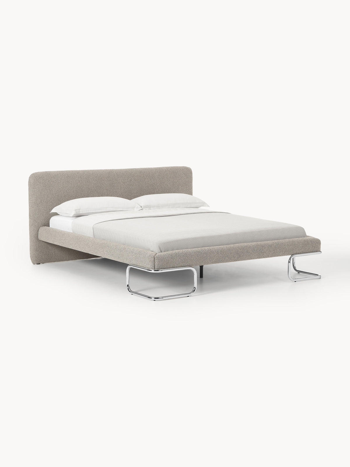 Olinvers Bouclé Upholstered Bed with Metal Legs