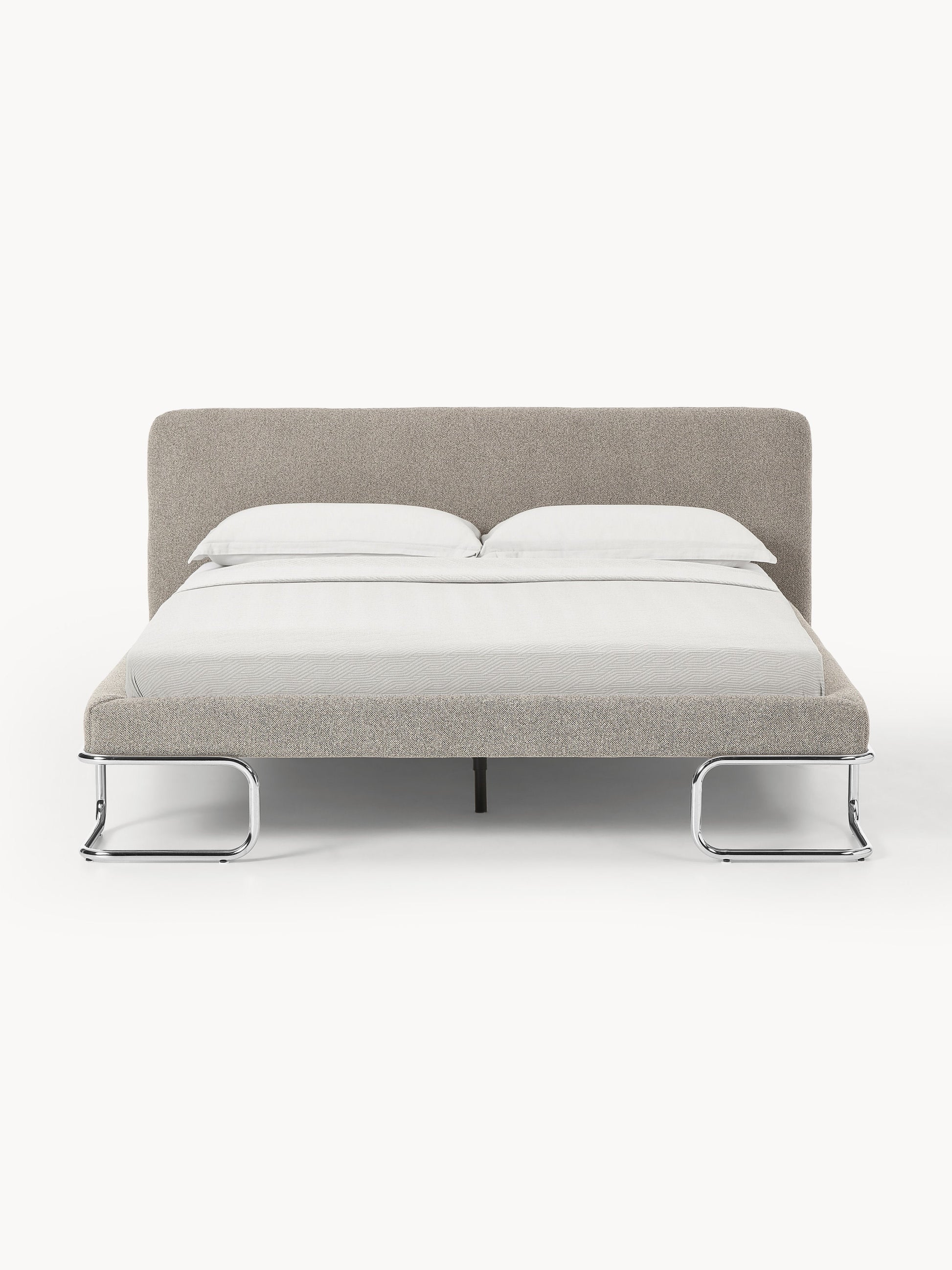 Olinvers Bouclé Upholstered Bed with Metal Legs