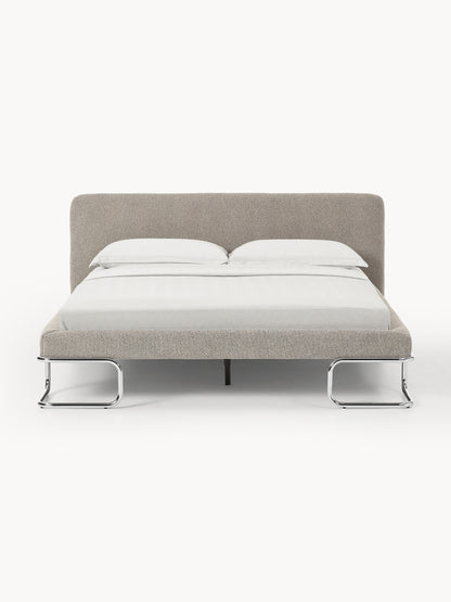 Olinvers Bouclé Upholstered Bed with Metal Legs