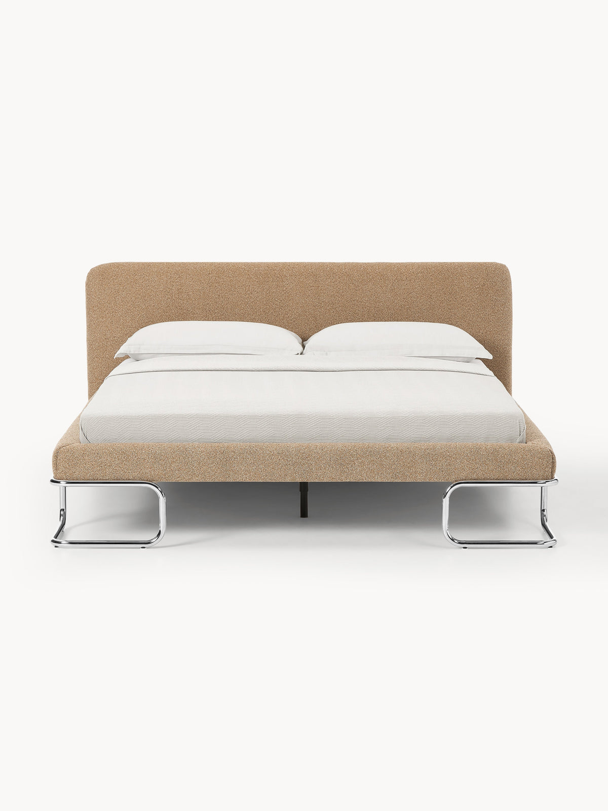 Olinvers Bouclé Upholstered Bed with Metal Legs