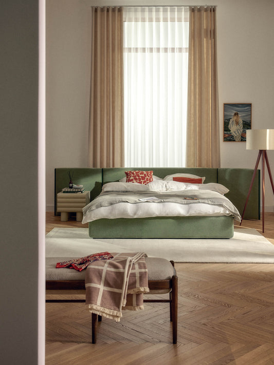 Otvenn Upholstered Bed with Folding Headboard