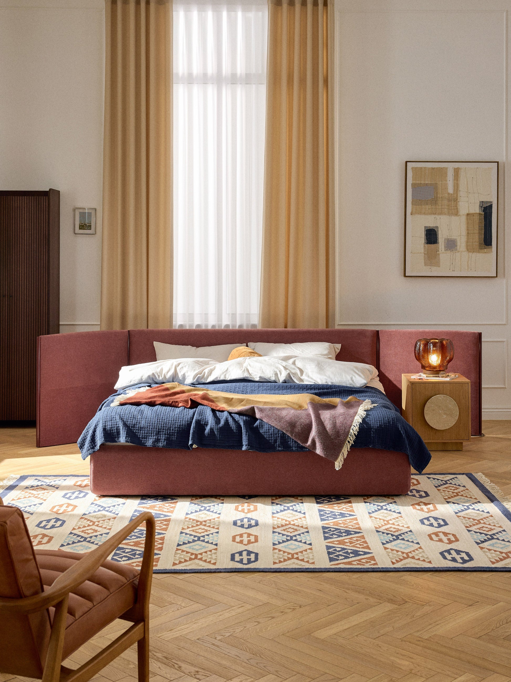 Otvenn Upholstered Bed with Folding Headboard