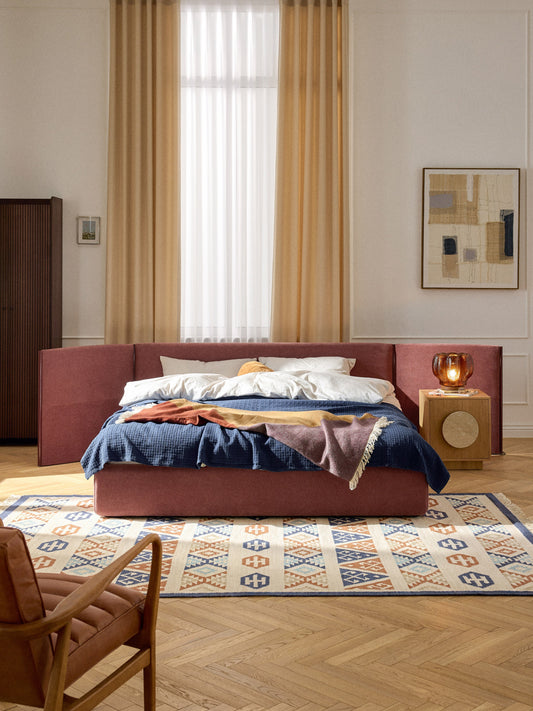 Otvenn Upholstered Bed with Folding Headboard