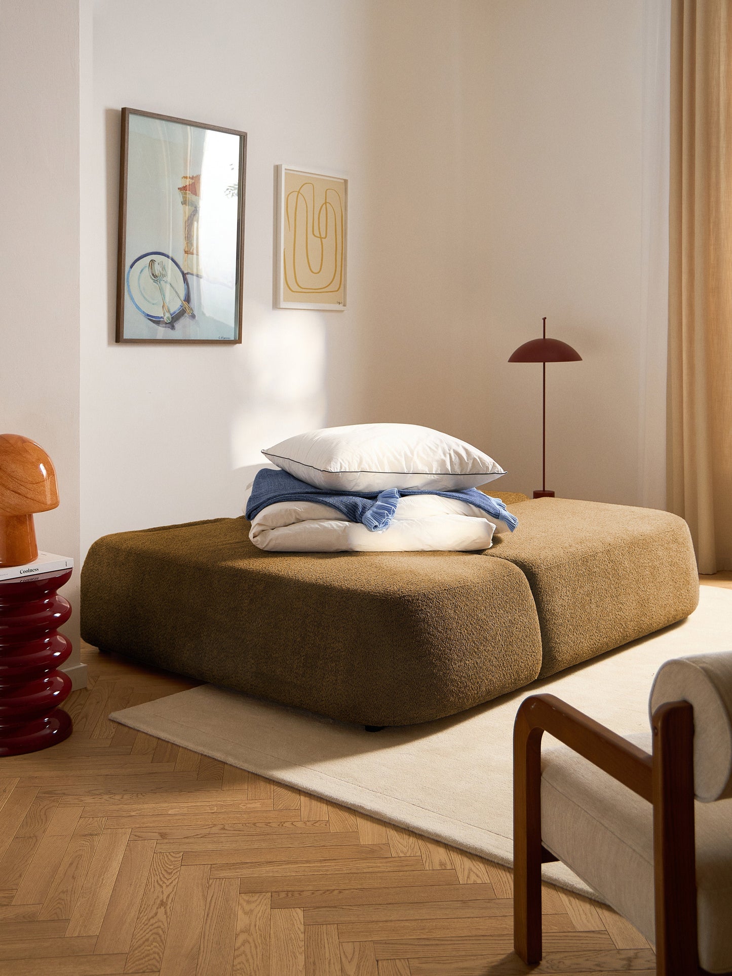 Paolvenn Teddy Bouclé Sofa Bed with Storage