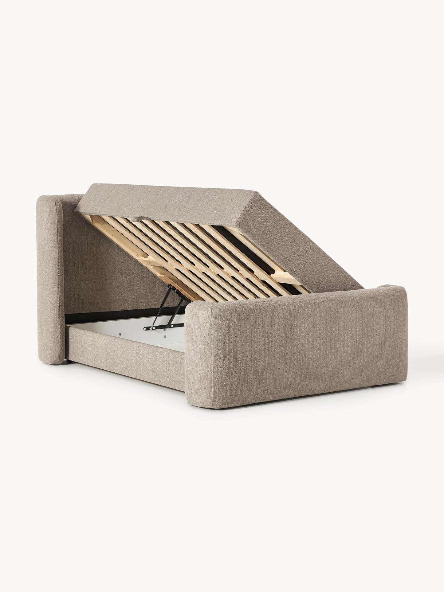 Perlomar Box Spring Bed in Bouclé with Storage