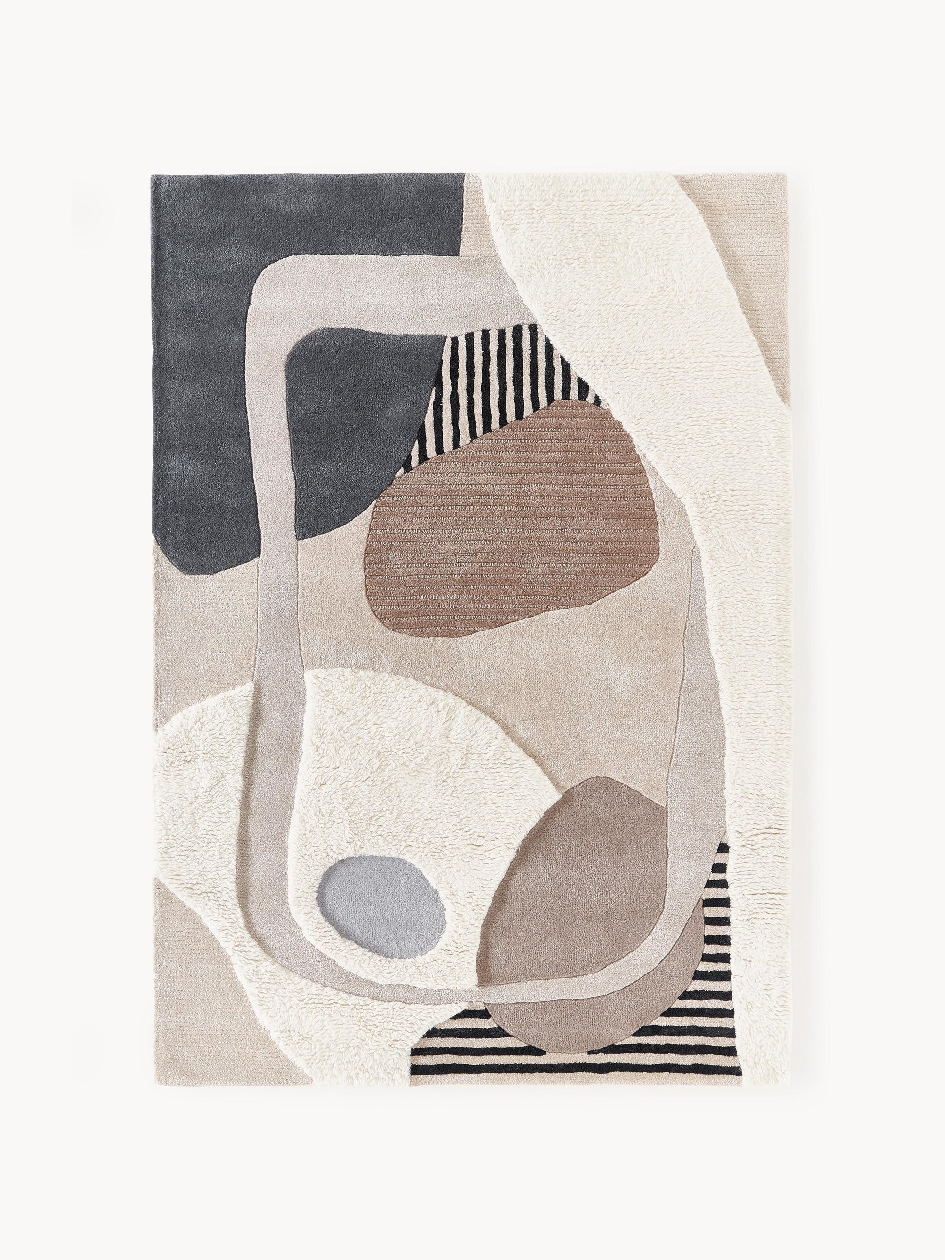 Roscarde Wool Rug with High-Low Texture, Hand-Tufted