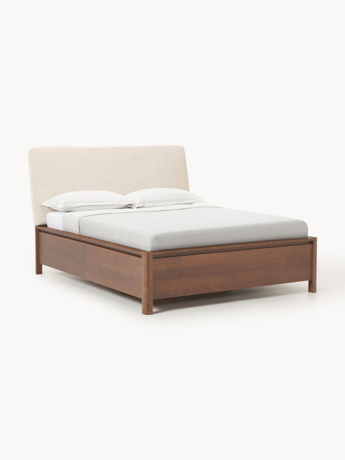 Santvedra Wooden Bed with Upholstered Headboard and Drawers