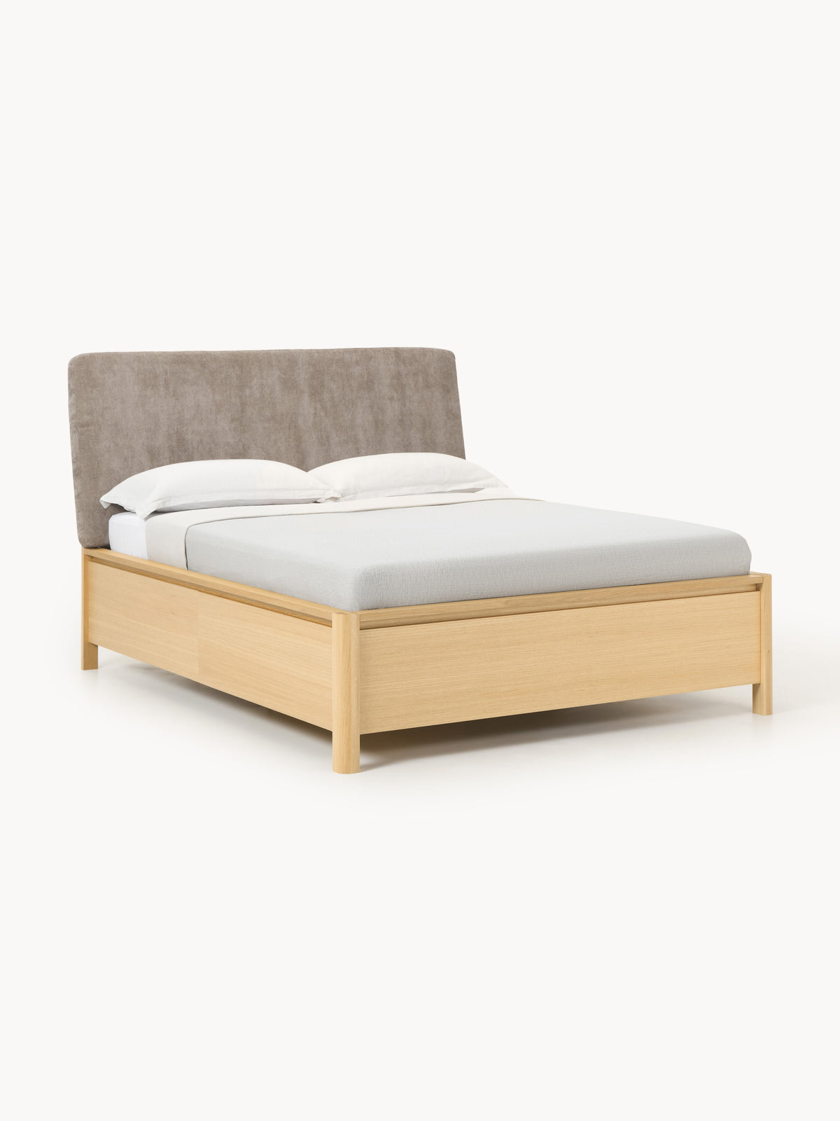 Santvedra Wooden Bed with Upholstered Headboard and Drawers