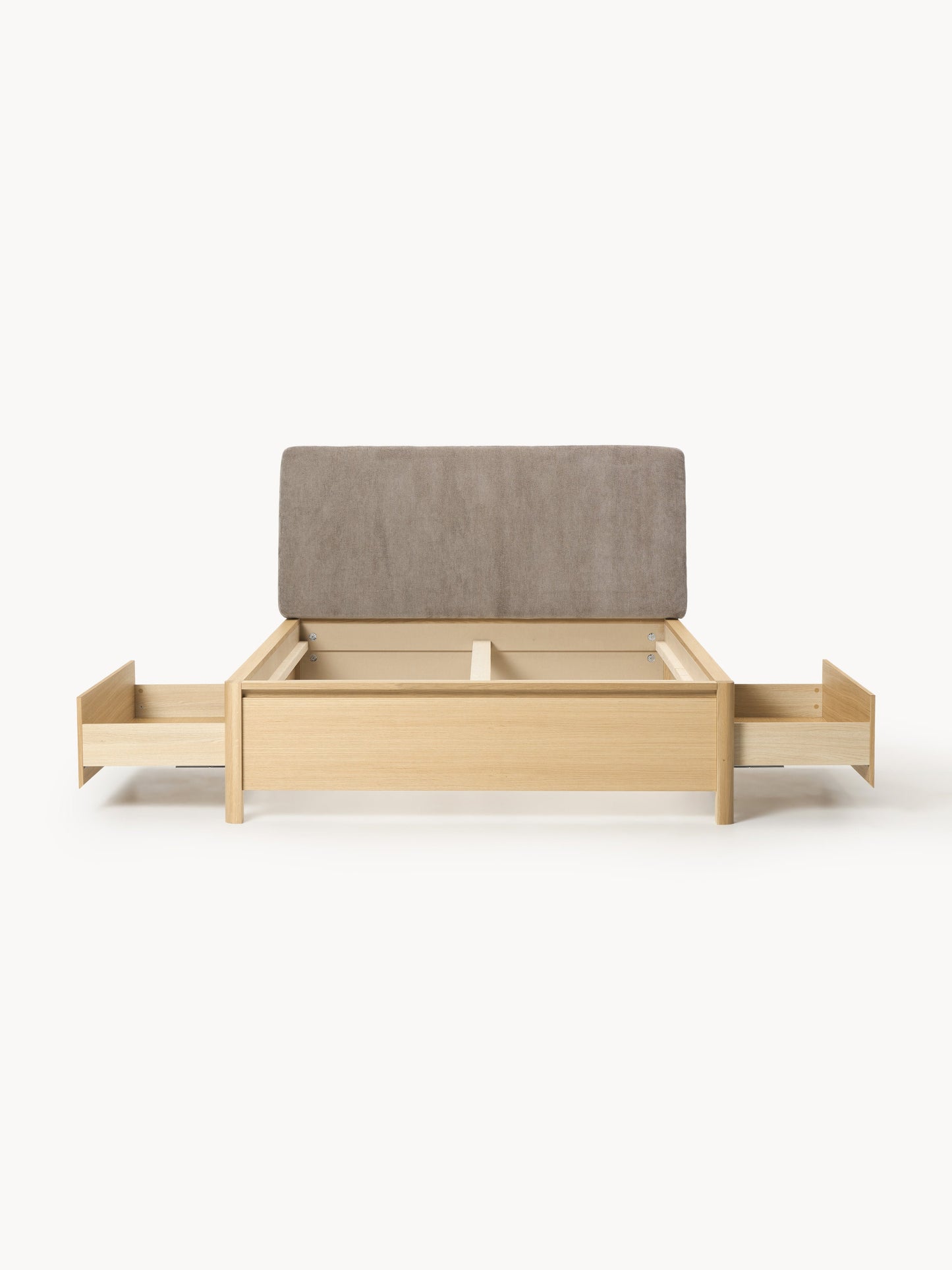 Santvedra Wooden Bed with Upholstered Headboard and Drawers