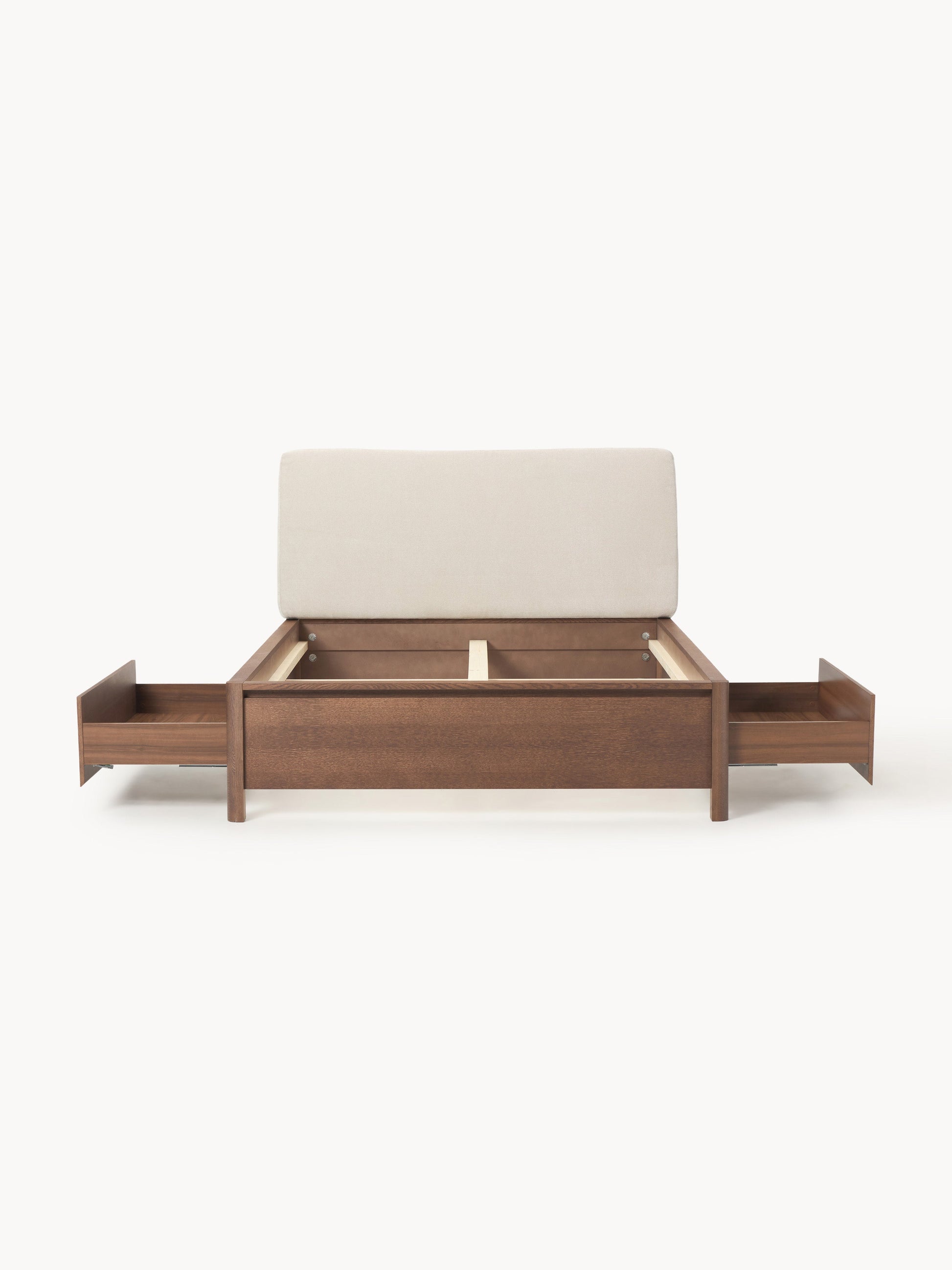 Santvedra Wooden Bed with Upholstered Headboard and Drawers