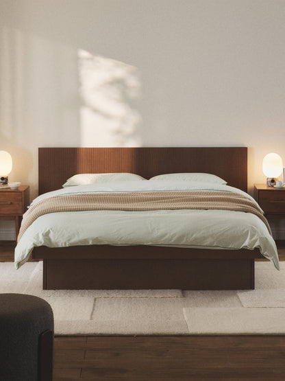 Satvermo Wooden Bed with Headboard and Drawers