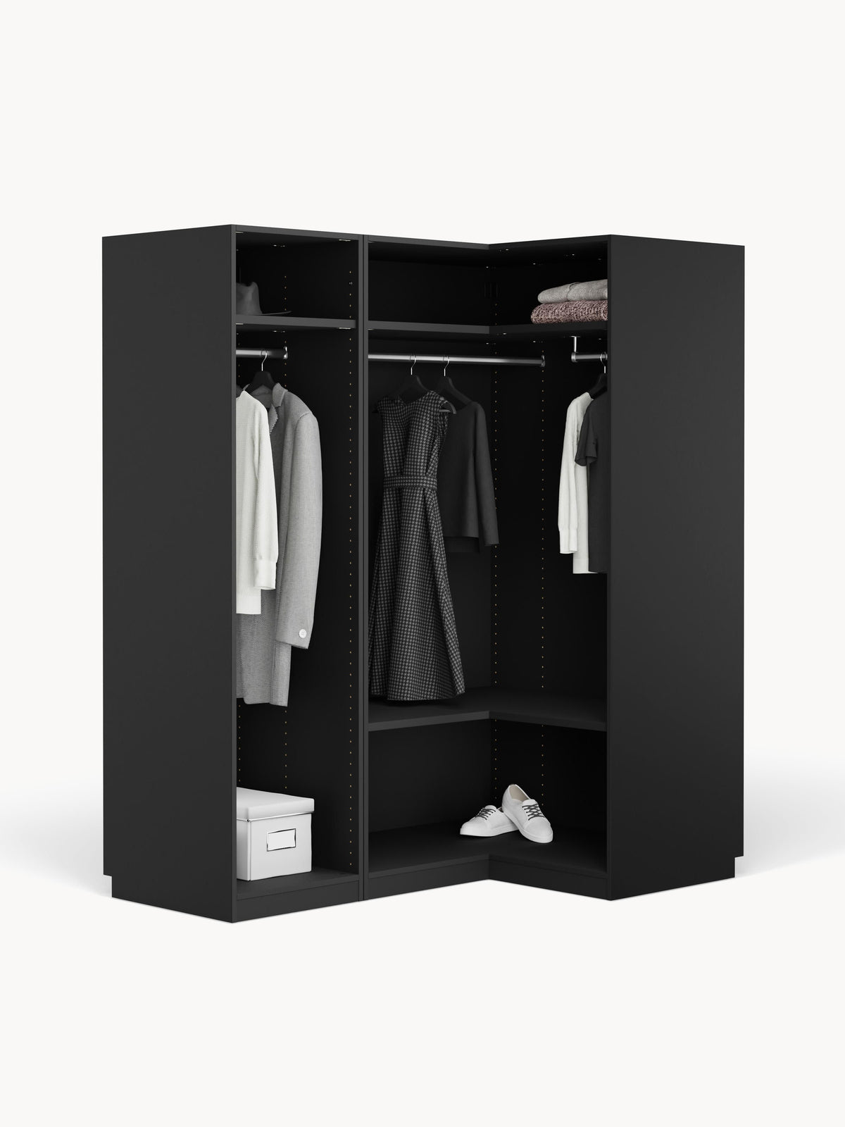 Simorel Modular Corner Wardrobe, 165 cm Wide, in Various Sizes
