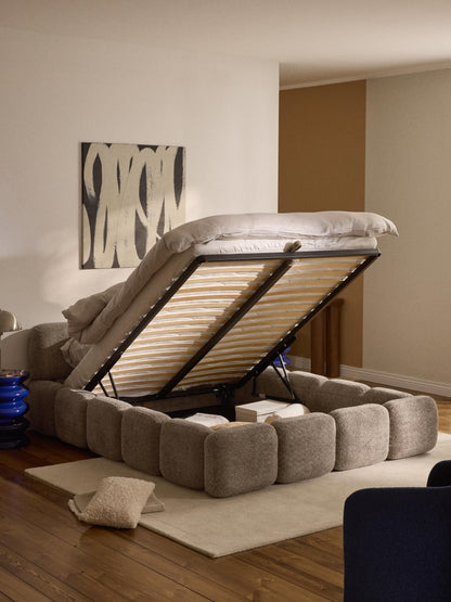 Taylbrig Upholstered Bed in Teddy Bouclé with Storage