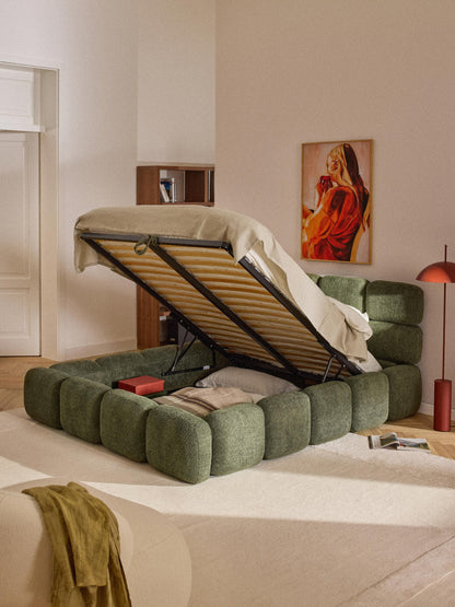 Taylbrig Upholstered Bed in Teddy Bouclé with Storage
