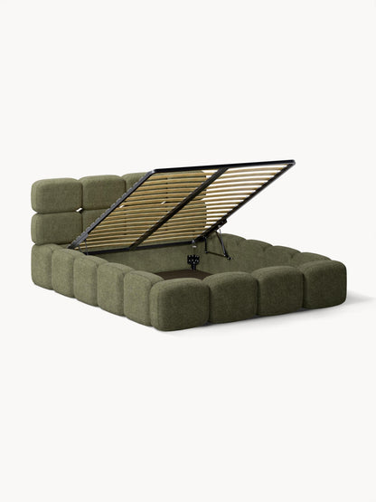 Taylbrig Upholstered Bed in Teddy Bouclé with Storage