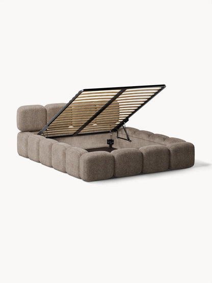 Taylbrig Upholstered Bed in Teddy Bouclé with Storage