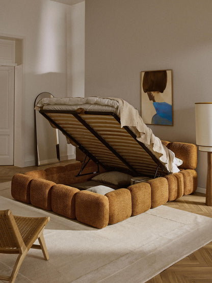 Taylbrig Upholstered Bed in Teddy Bouclé with Storage