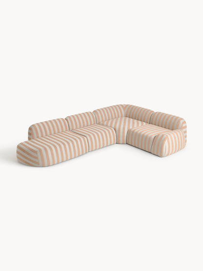 Wolskane Striped Modular XL Corner Sofa with Chaise Longue