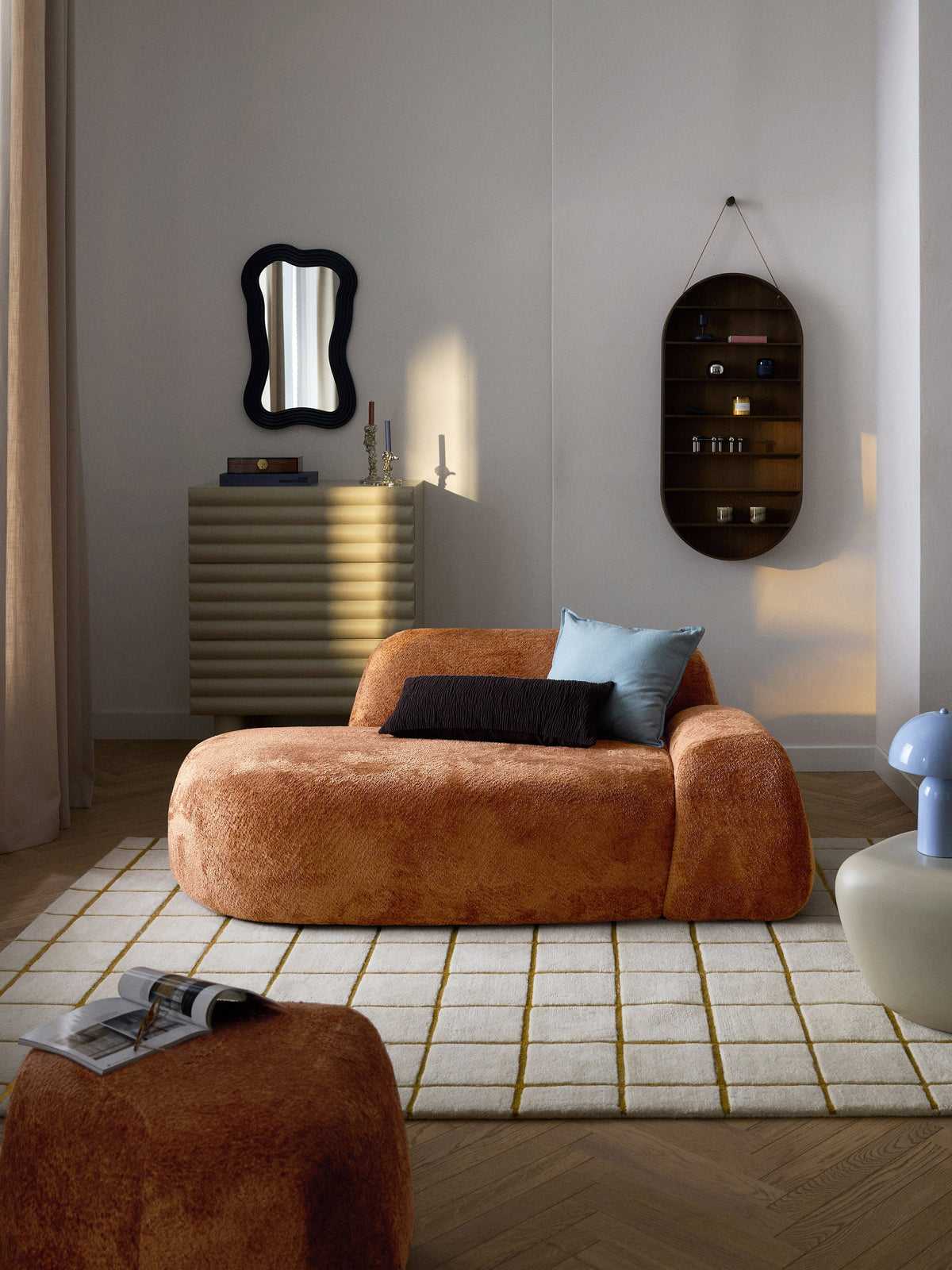 Wolskane Teddy Bouclé Sofa (2-Seater) with Chaise Longue