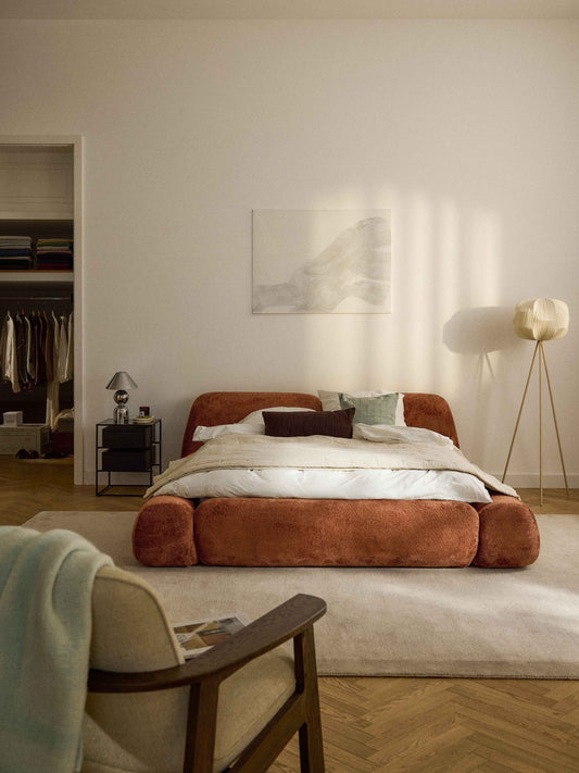 Wolskane Teddy Bouclé Upholstered Bed with Storage