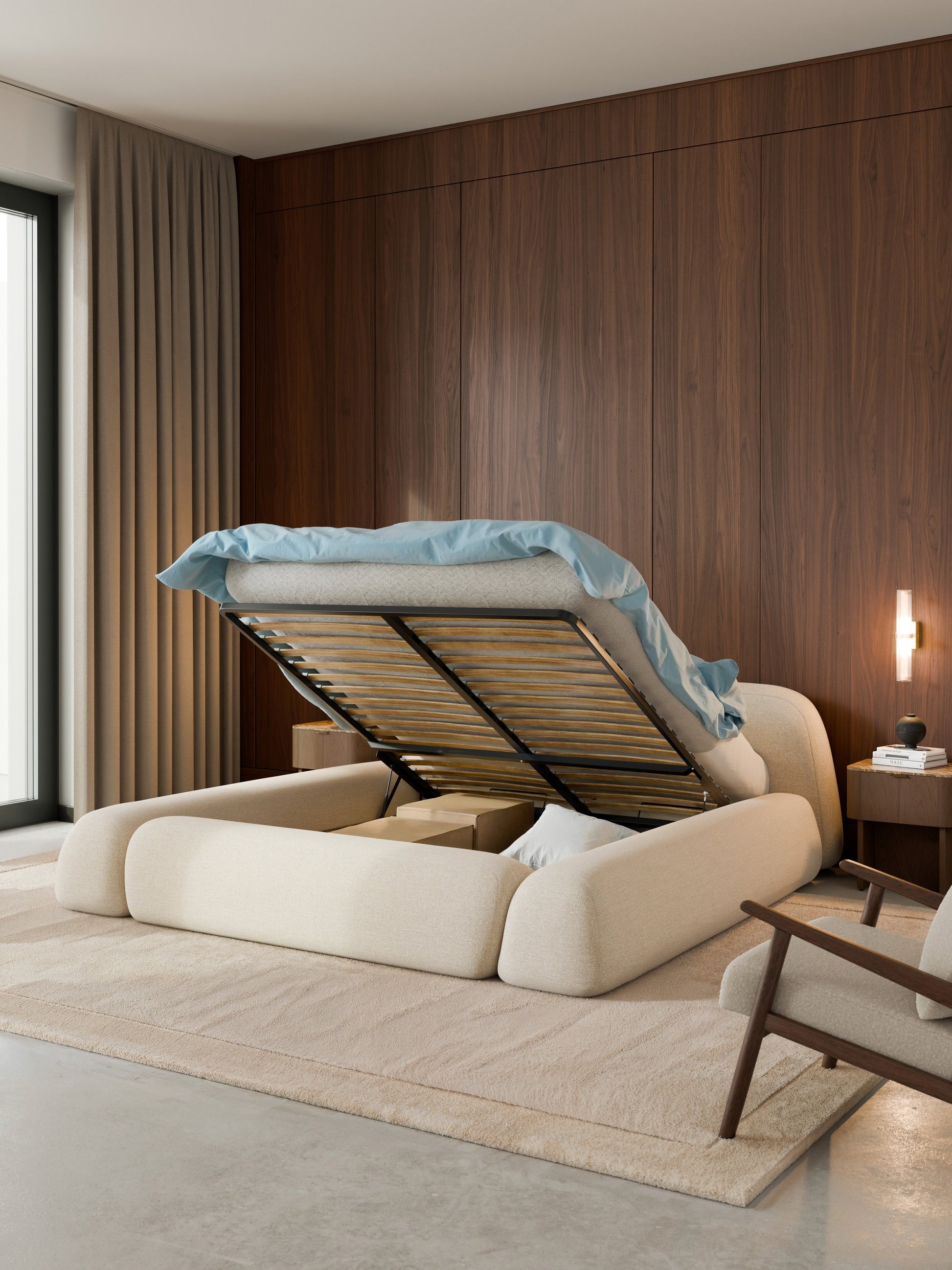 Wolskane Upholstered Bouclé Bed with Storage