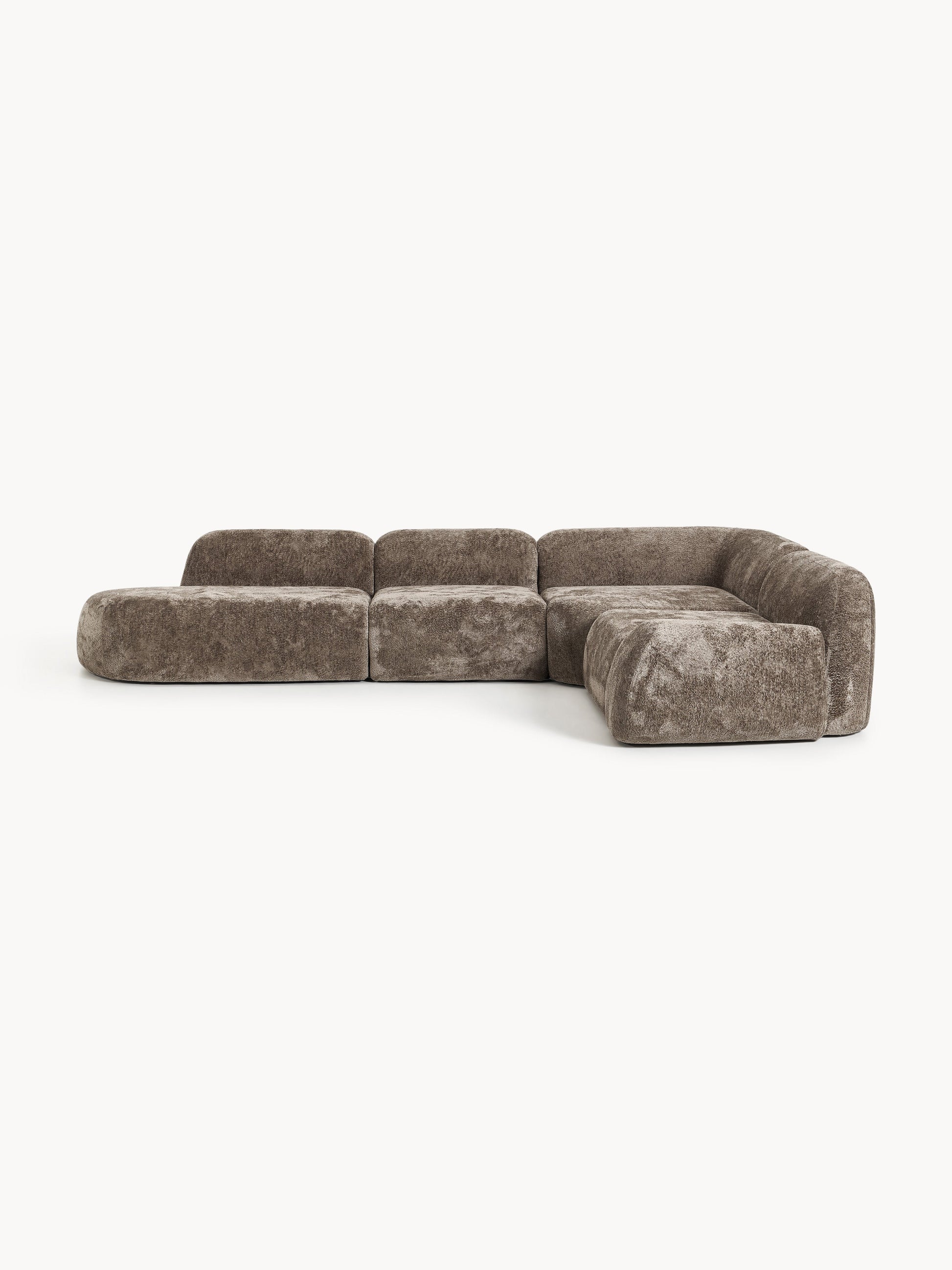 Wolskane XL Modular Teddy Bouclé Corner Sofa with Chaise Longue